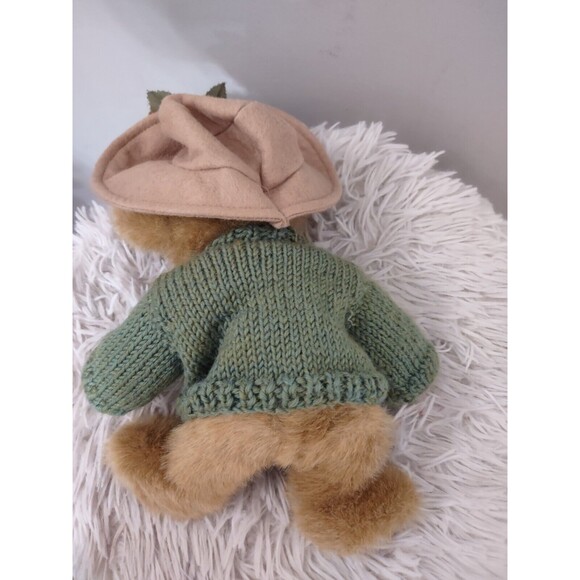 Boyds Bear Mrs. Thumbull 10" plush w/Green Sweater & Hat w/Flowers 1985-98 - Picture 3 of 8